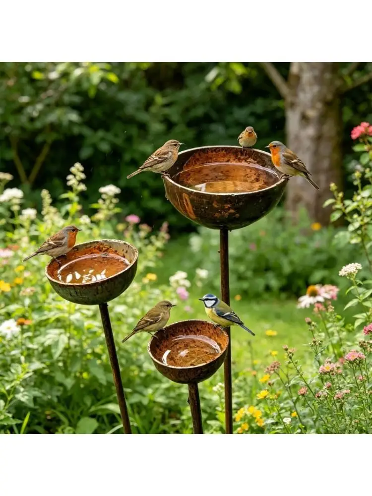 G6KF Aged Bird Bath Bowls for Yard Pots Outdoor Routes and Lawn Edges