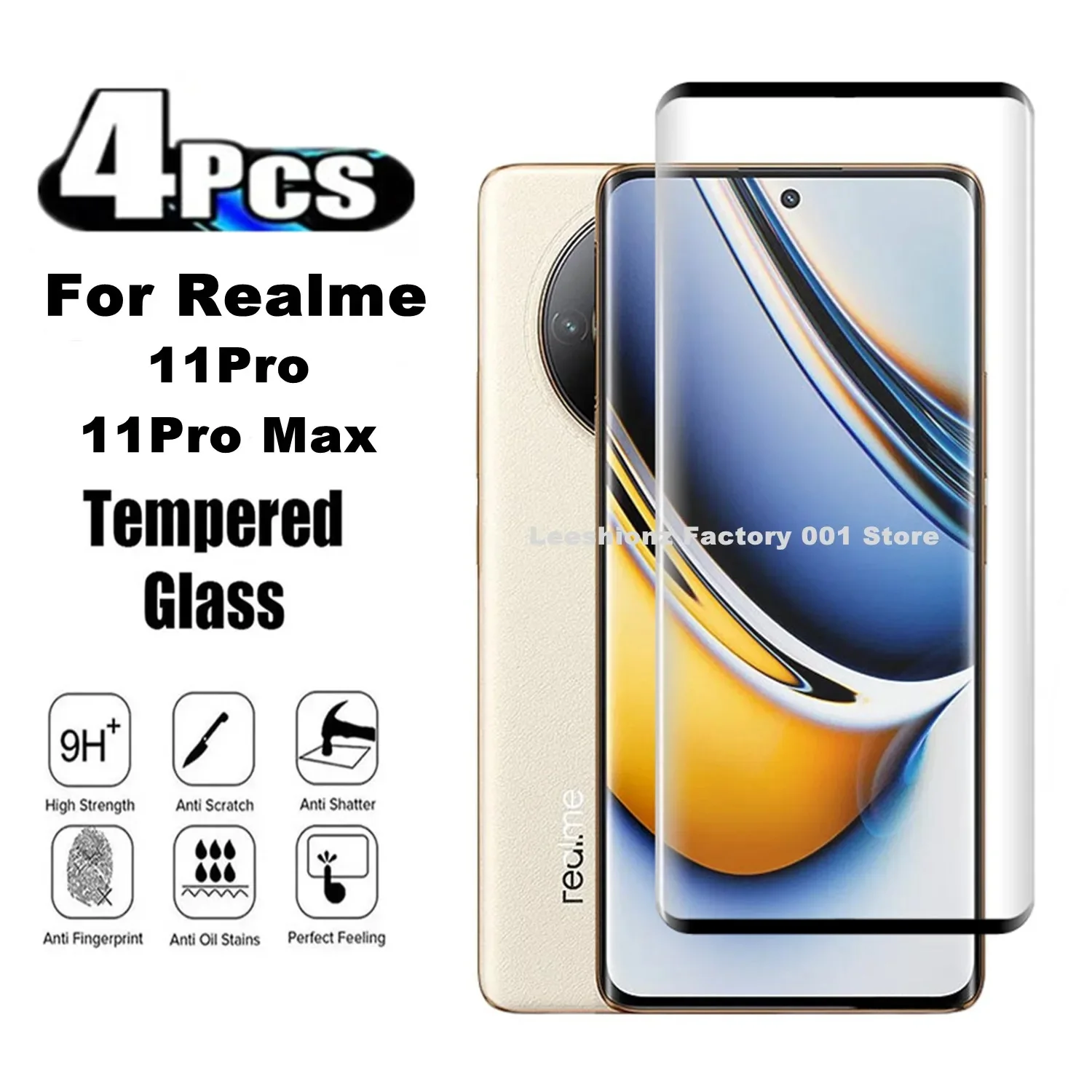 

2/4 шт. 3D защитное закаленное стекло для Realme 10Pro + 11Pro 11Pro + Защитная пленка для экрана