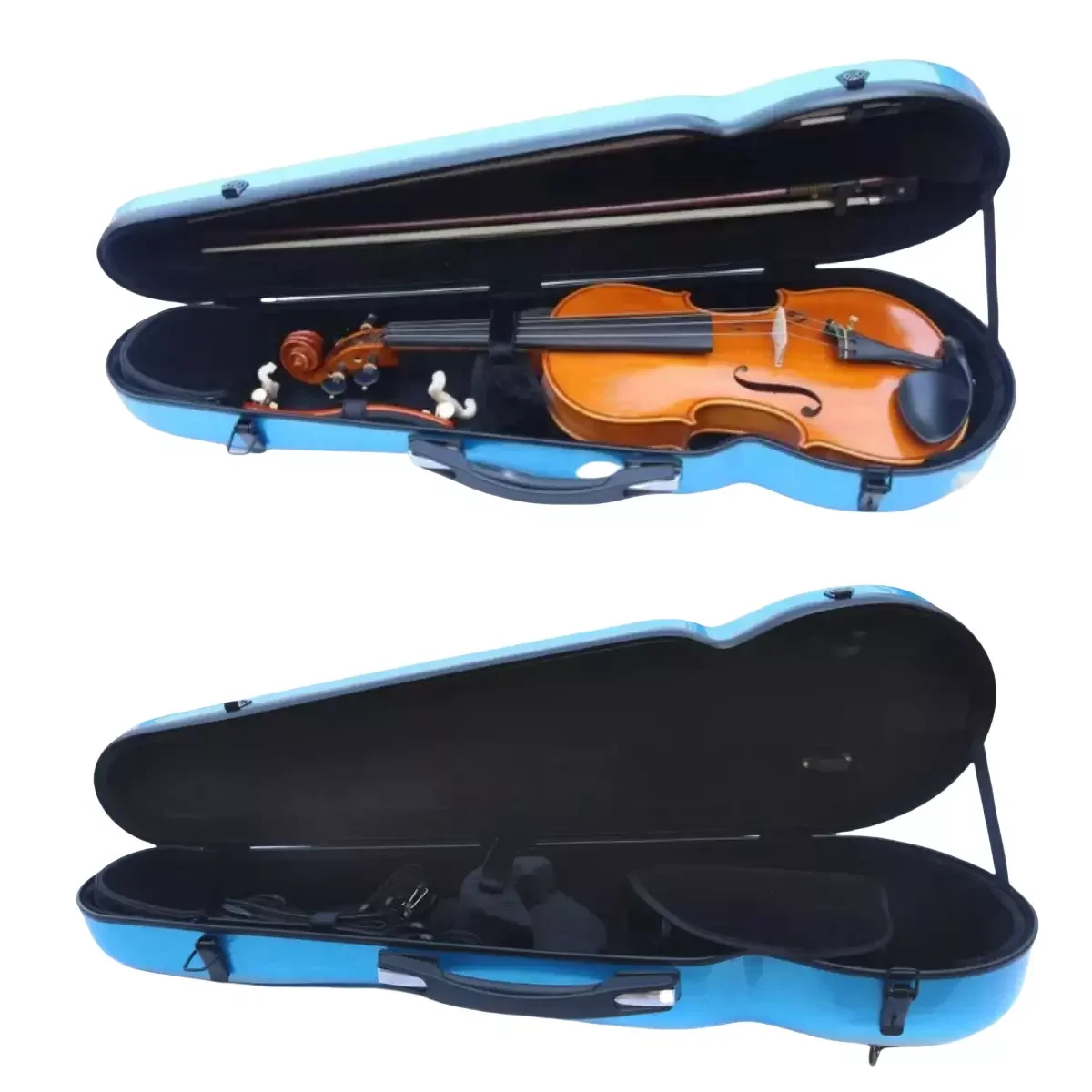 Violin Case 4/4 Durable Fiber Glass Violin Box Hard Shell Shoulder Back Straps Handle Strong Lightweight #US