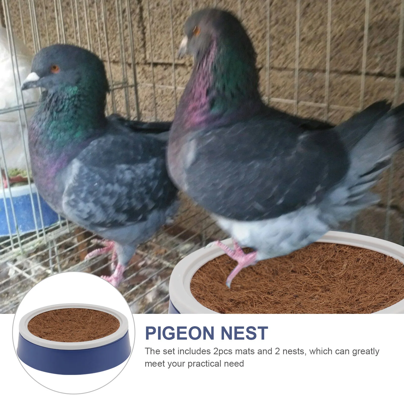 

2 set Pigeon Nesting Bowls Plastic Coir Pad Reusable Lightweight Dry Breathable For Bird Nest Liner Pet Pigeon Supplies