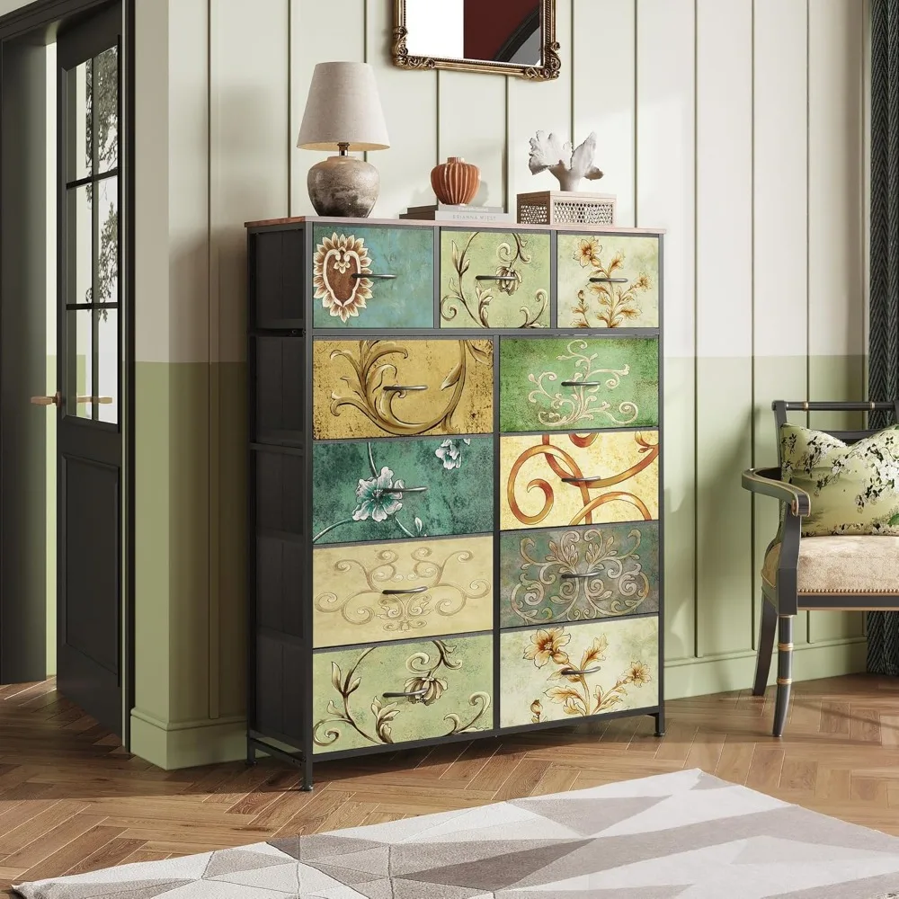 Organizer do przechowywania z materiału z metalową ramą, wysokie szuflady do efektywnego organizowania