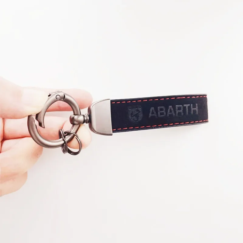 New Leather Men Women Keyring Emblem Logo Car Keychain For Fiat Abarth 595 Abarth 500 Abarth 124 Spider Car Styling Accessories