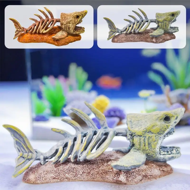 Fish Tank Decorations Resin Aquarium Landscape With Fish Bone Design Artificial Natural-Looking Fish Ornaments Desktop Aquarium