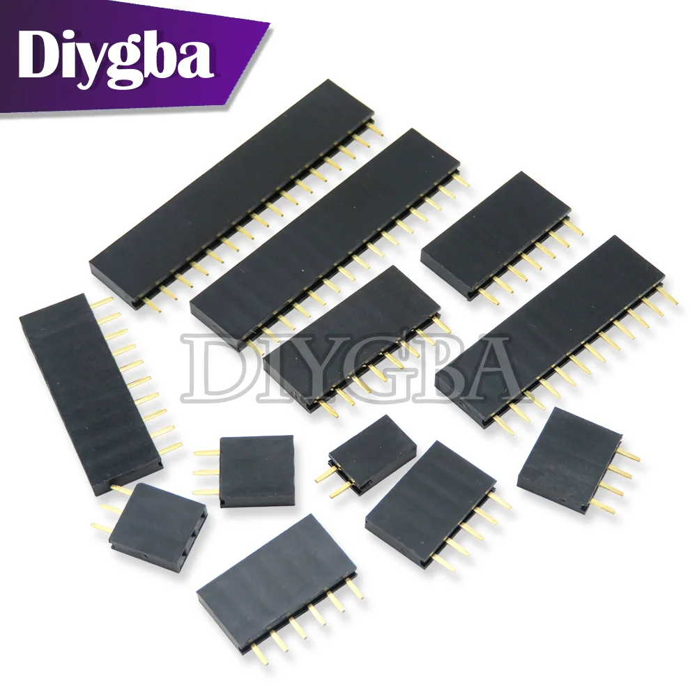 Soquete fêmea do Pin da única fileira, conector do PWB para Arduino, passo de 2.54mm, 2Pin, 3Pin, 4Pin, 5 Pin, 6 Pin, 7 Pin, 8 Pin, 9 Pin, 10 Pin, pin 11, 40Pin, 10 PCes