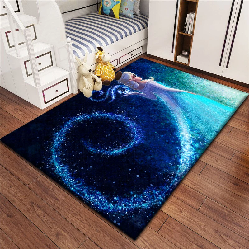 Alfombra de área con estampado de Elsa de Frozen para niños, sala de estar, dormitorio, alfombrilla de cocina, alfombrilla de dormitorio para niños