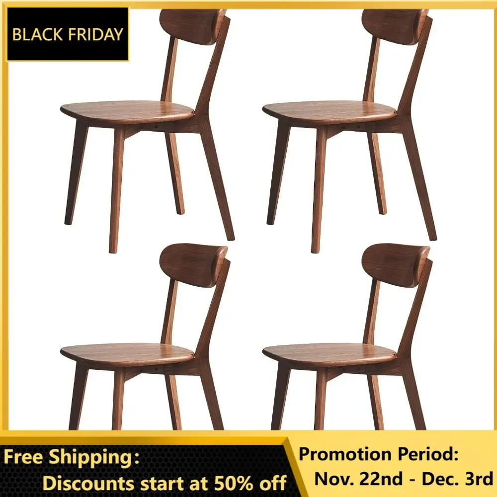 

100% Solid Oak Wood Dining Chairs, Mid Century Modern Dining Chairs with Rounded Backrest, Dining Room Chairs Set of 1/2/4