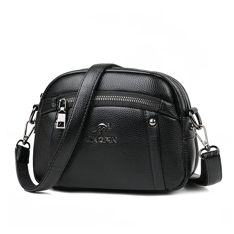 Women's Crossbody Bag, Water-Resistant Solid Color Square Shoulder Bag, Three Layer Zipper Closure Phone Purse Pouch for Women view 4