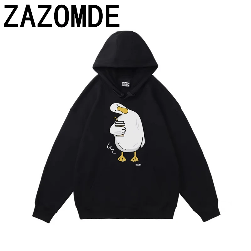 Zazomde 2024 Nieuwe Cartoon Print Hoodies Herfst Winter Mannen Eendenprint Capuchon Casual Zak High Street Dagelijkse Hoodie Kleding Tops