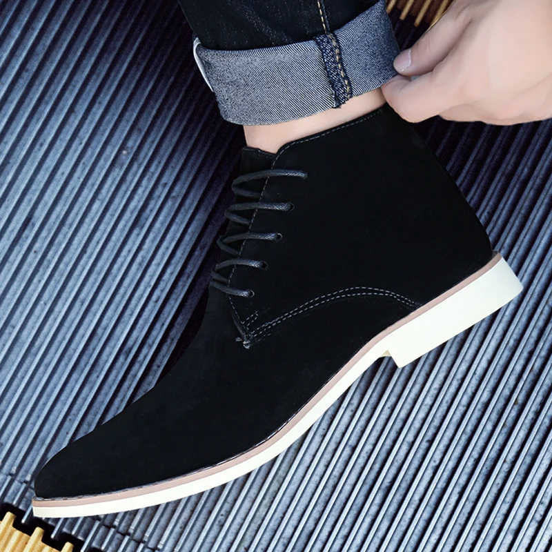 Shoes for Mens New Fashion Autumn Ankle Boots Lace Up Casual Chelsea Soft Flat Bottom Comfortable Bottom Sneakers for Men 2023