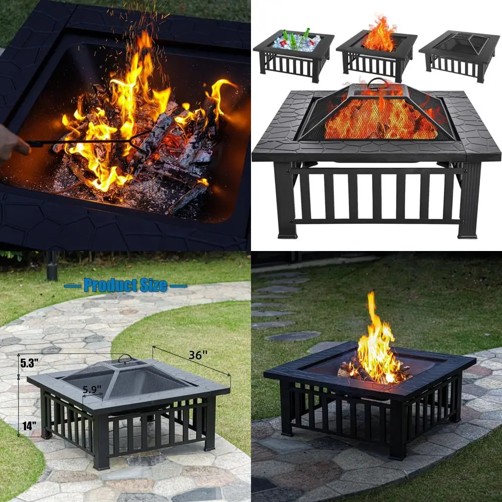 

36-квадратный уличный стол для костра — металлический обогреватель для патио для заднего двора, сада, кемпинга, пикников