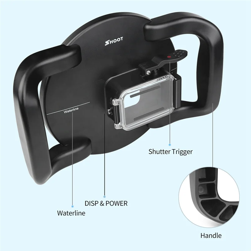 Useful Dual Handheld Dome Port Waterproof Diving Housing Case Cover With Trigger For DJI Action Camera Lens Accessories