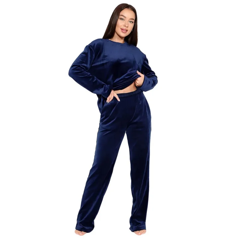 Women\'s Pajama Set Fall And Winter Gold Velvet Long-Sleeved Long Pants Large Size Home Wear Can Be Worn Outside Soft Comfortable