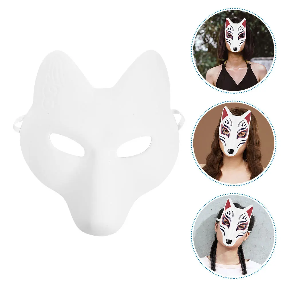 

4Pcs Fox Masks Blank DIY Paintable Masquerade Masks for Halloween Cosplay Kids Couples Animal Mask Party Fox Mask