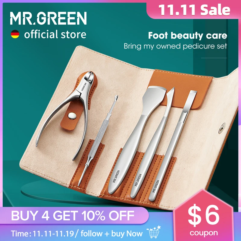 

MR.GREEN Pedicure Knife Set Professional Ingrown Toenail Foot Care Tools Stainless Steel Nail Nippers Clipper Remover Kit