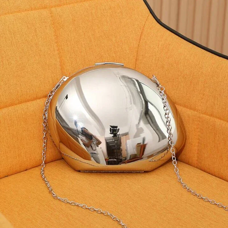 Designer New Shell Shape Bag Smooth Mirror Acrylic Clutch Bag Women Evening Party Bag Shiny Metal Shoulder Crossbody Small Purse