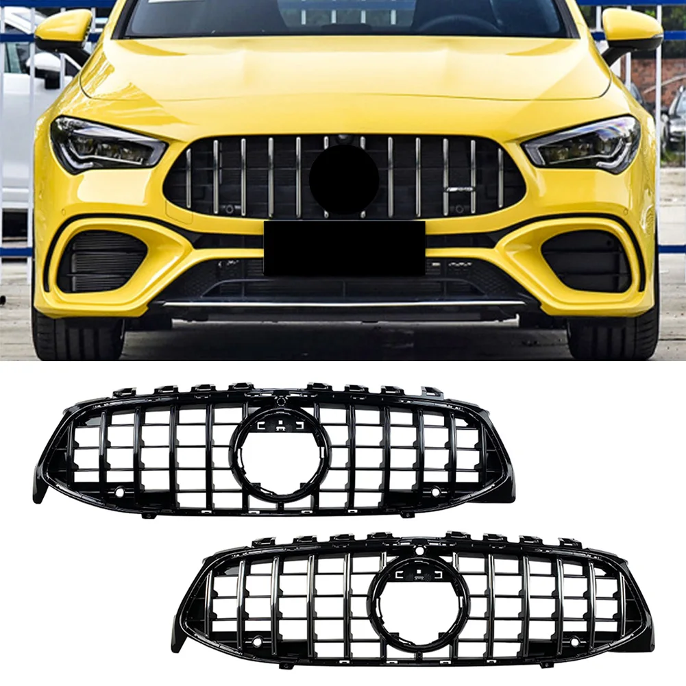 

Черная передняя Верхняя решетка для Mercedes Benz CLA C118 CLA180 CLA200 2020 2021 GT R, стильный сетчатый гриль, автомобильные аксессуары, АБС-пластик