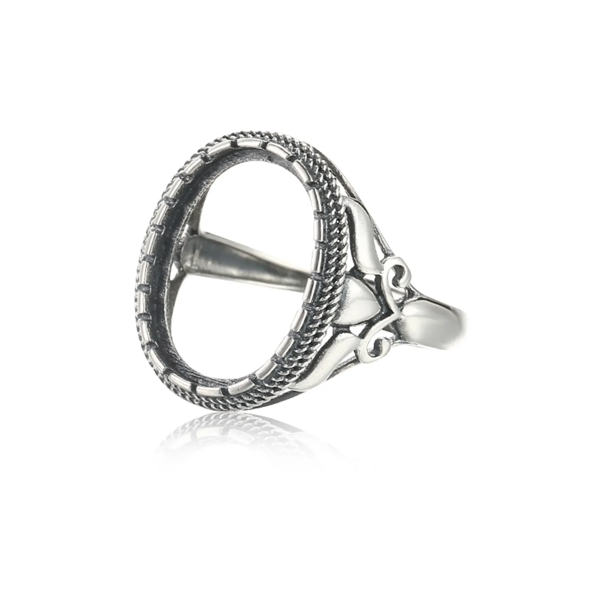 

Ring Setting for 12x16mm Oval Cabochons Ring Blank Thai Sterling Silver Adjustable Band Ring Base SR0069