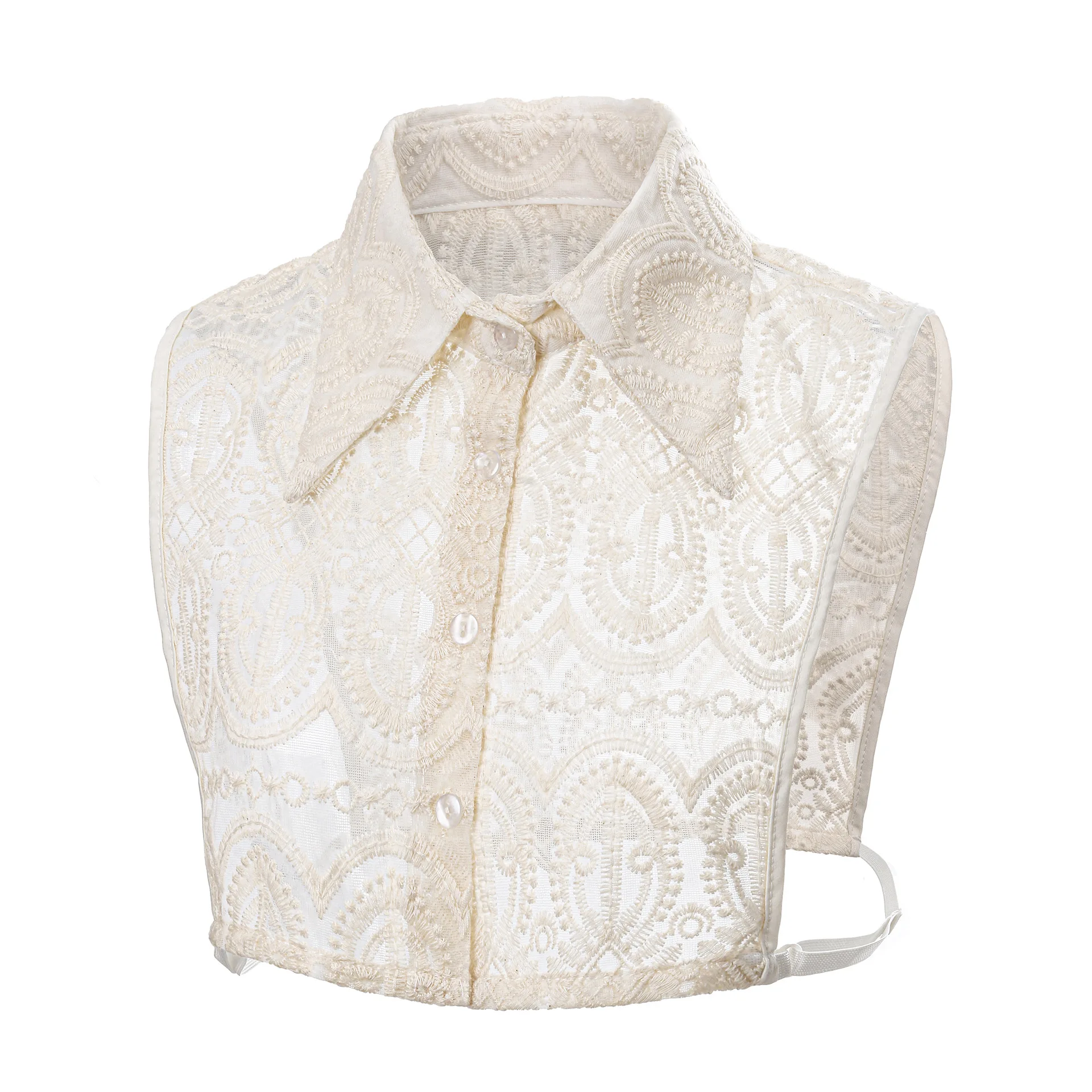 

Винтажный воротник для косплея, кружевной съемный воротник-стойка, завязка спереди, искусственный воротник для женщин, рубашка с лацканами, костюмы со съемным воротником