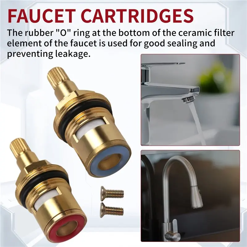 FAST-2Piece Brass Stem Disc Cartridge Faucet Valve Cartridge Repair Replacement Parts Gold