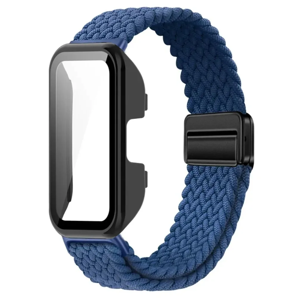 ナイロン編組磁気ストラップ + PC ケース Huawei 社バンド 8 9 10 用快適な時計バンドとシェル Huawei 社バンド 10 9 8 カバーシェル