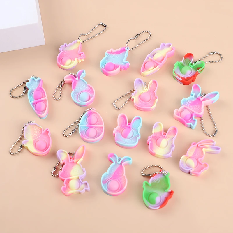 

10/20Pcs Mini Pop Keychain Easter Rabbit Carrot Egg Ornaments Easter Party Basket Stuffers Kids Boy Girl Birthday Party Favors