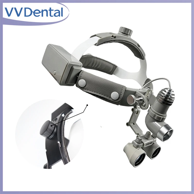 Dental Surgical Headband Binocular Loupes & LED Head Light 10W Headlight 320-420mm 2.5/3.5X Black Ajustable Dental Equipment