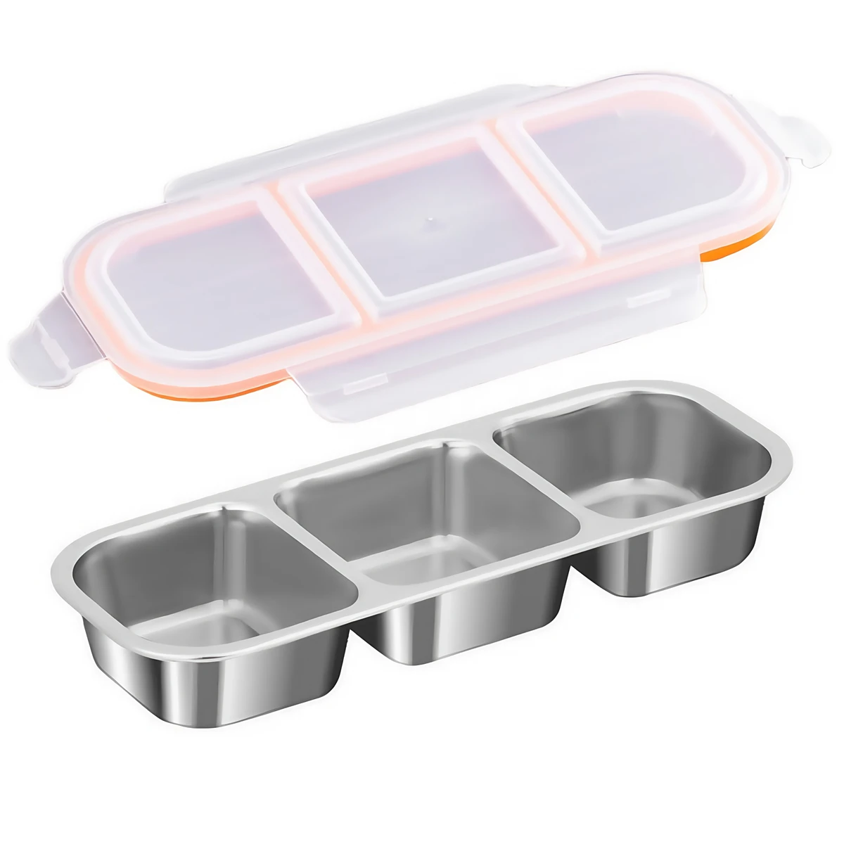 

3Pas Stainless Steel Snack Containers with 3 Compartments and Leak Proof Lid for Organized Food Storage at Work or School