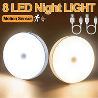 3Color PIR Motion Sensor LED Night Light USB Rechargeable Night Lamp For Cabinet Wardrobe Lamp Staircase Wireless Closet Light