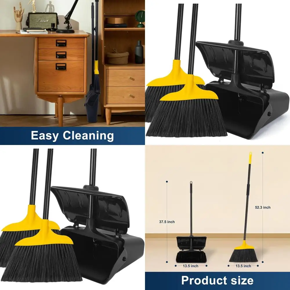 

Durable Broom & Dustpan Set for Indoor/Outdoor Use - Ideal for Cleaning Courtyards, Garages, and More