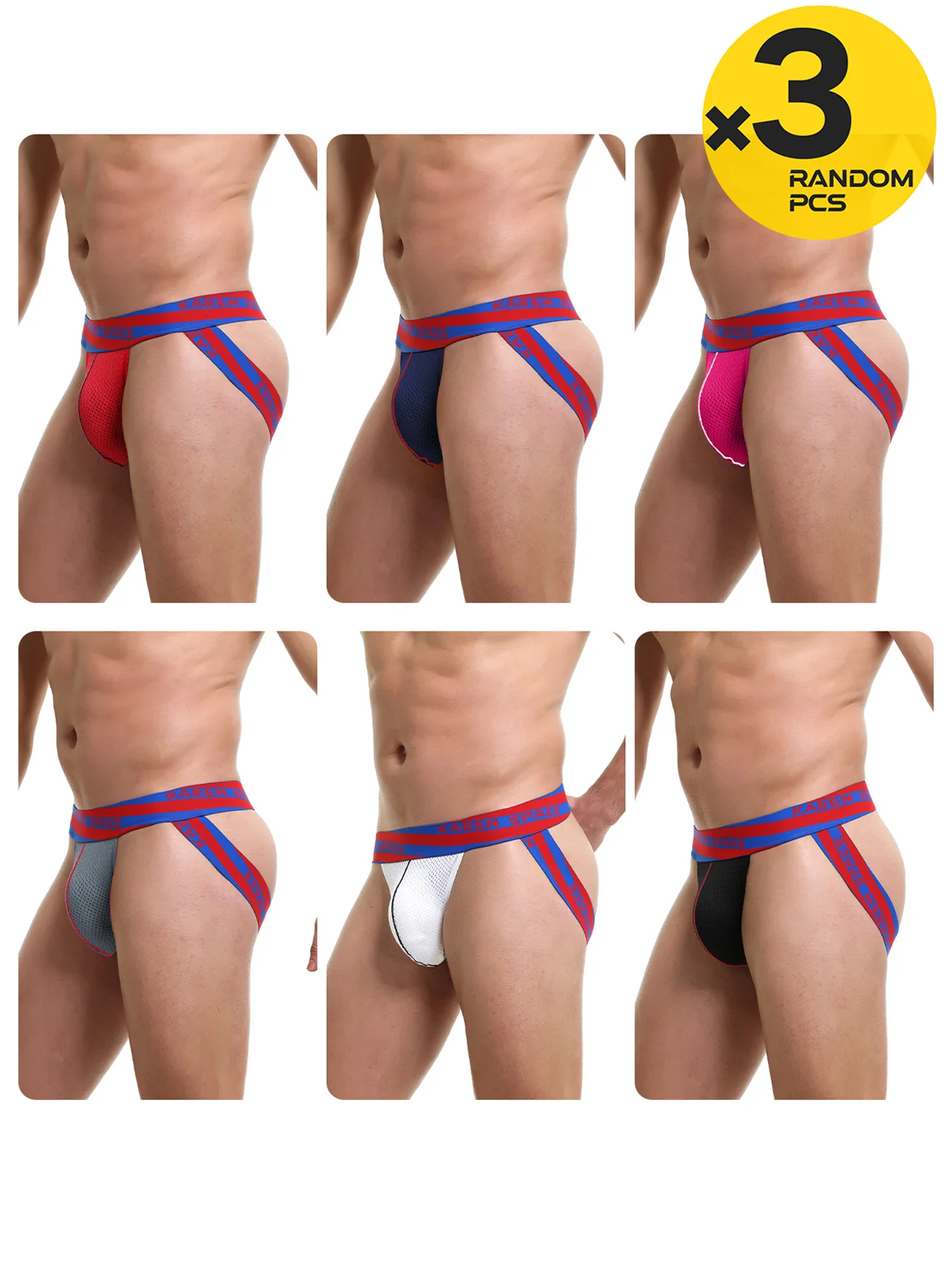 Männliche Höschen Männer Unterwäsche Sexy Suspensorium Männer Tanga Cueca Tanga Atmungsaktive Bequeme Unterhose Weiche Penis Tasche 3pc 4pc Zufällig