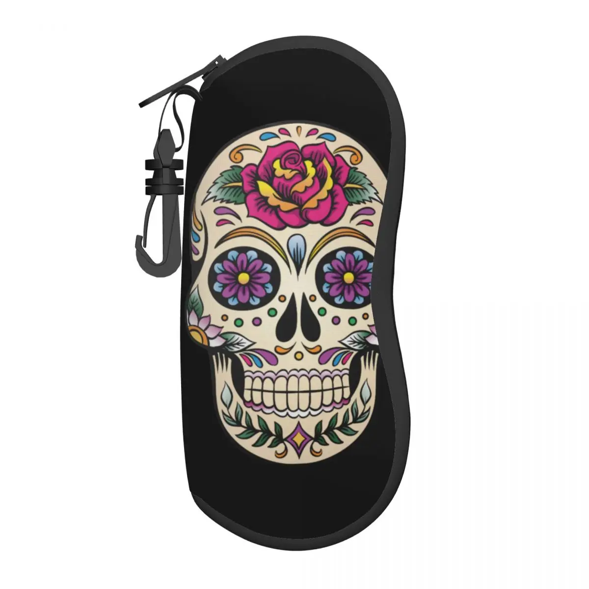 

Day Of The Dead Sugar Skull With Rose Tile Glasses Case Convenient Box Glasses Storage Box Ultra Eyeglasses Box