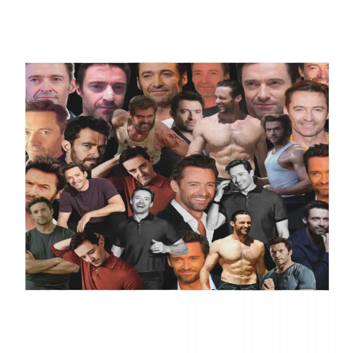 

hugh jackman photo collage Throw Blanket blankets and throws Hair Flannel Summer Beddings Blankets