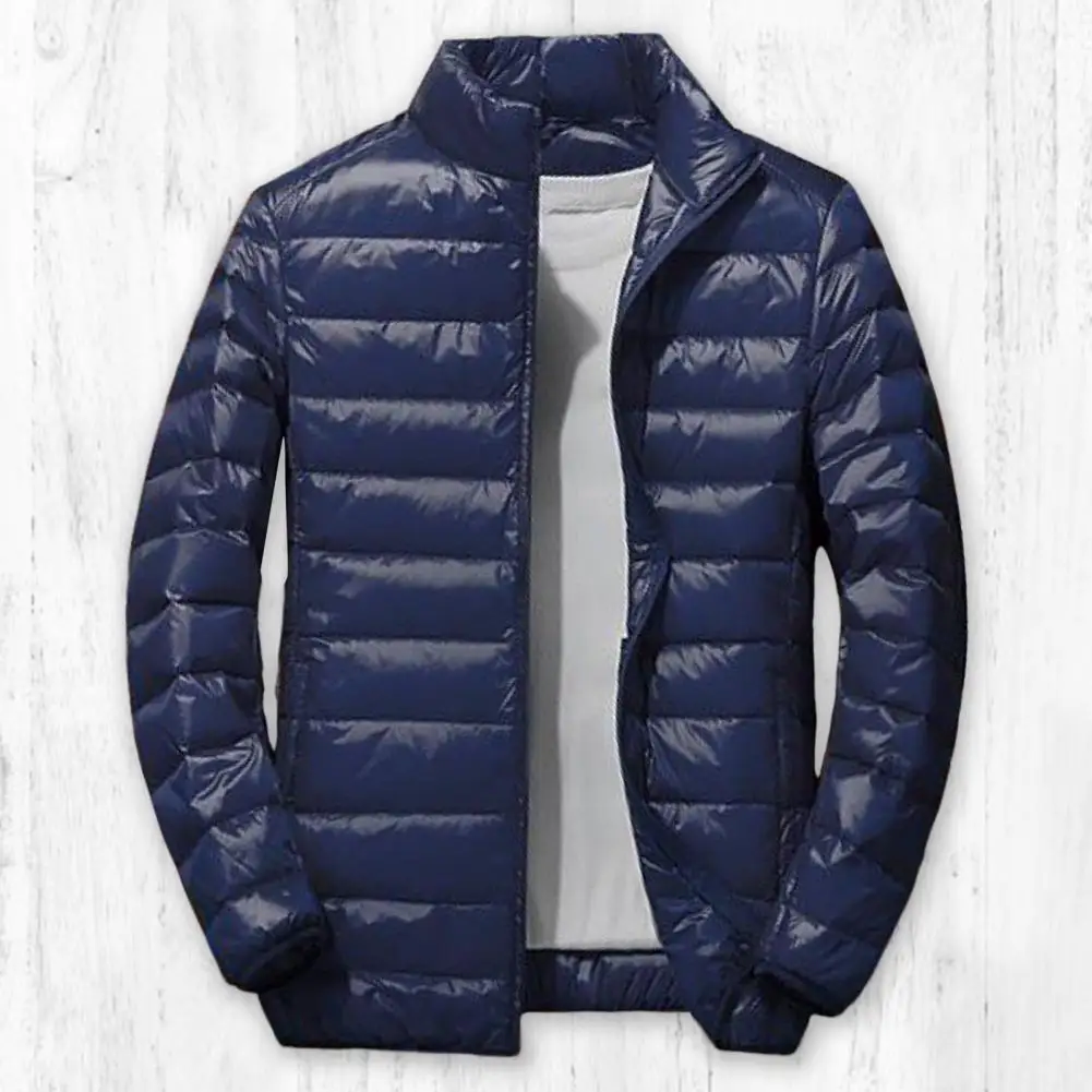 

Куртка с боковой молнией и карманом, мужское легкое хлопковое стеганое пальто с воротником-стойкой, стильный пуховик на молнии для улицы