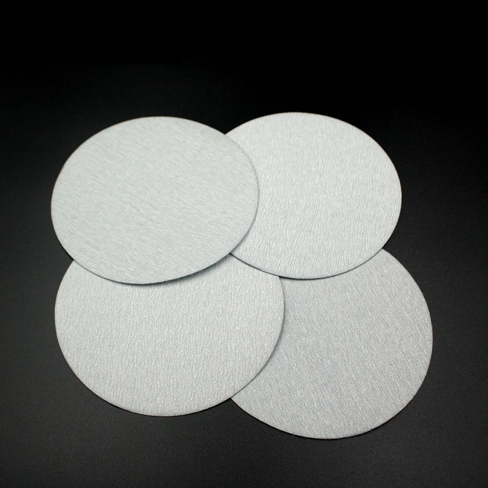 100pcs White Dry Sandpaper 5 Inch 125mm Waterproof Hook Loop 60-1200 Grit Sanding Discs for Woodworking Grinding Metal Polishing