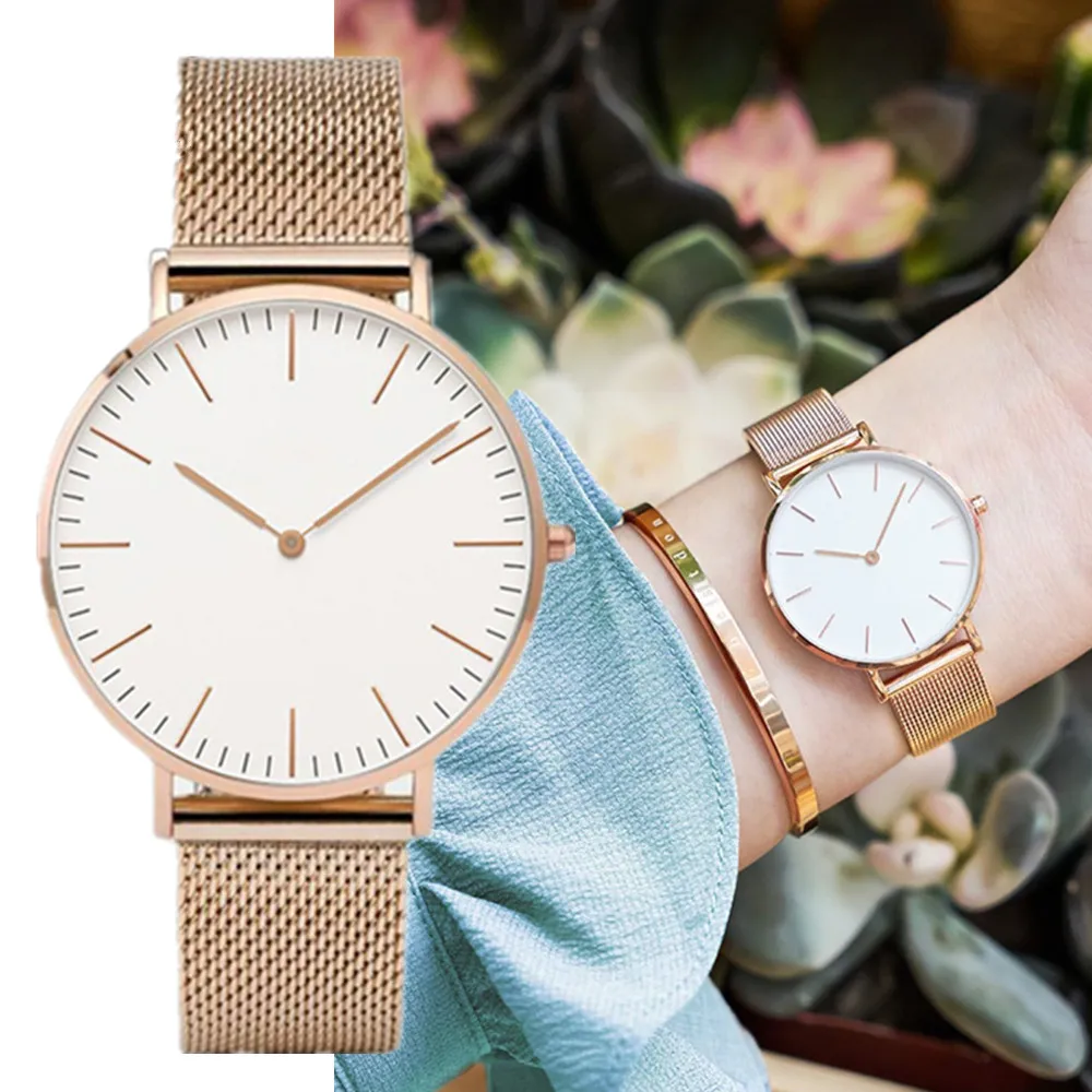 Top Brand Luxury Watches Women Fashion Stainless Steel Mesh Belt Quartz Wristwatch Simple Casual Ladies Clock Gift Montre Femme