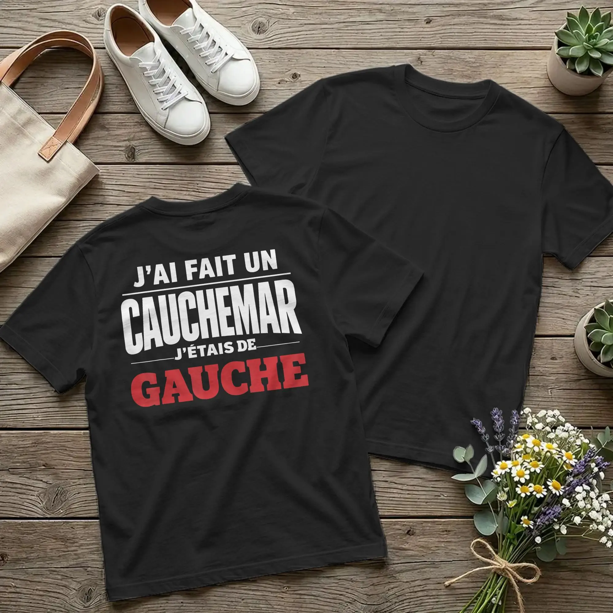 Backprint Herren-T-Shirt „I Have Made A Nightmare I Was Left Humor“ – Vintage Kurzarm-T-Shirt mit Rundhalsausschnitt aus Frankreich