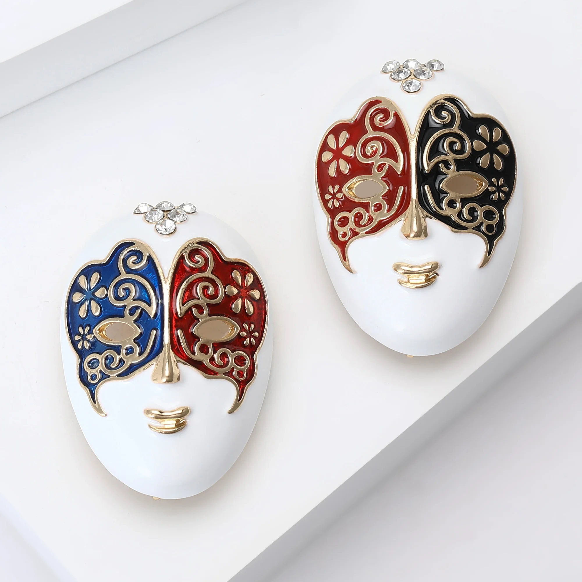 موضة المينا قناع دبابيس للنساء للجنسين حجر الراين دبابيس الوجه المفاتيح الحدث حفلة هدايا جديدة مجوهرات اكسسوارات الديكور #3