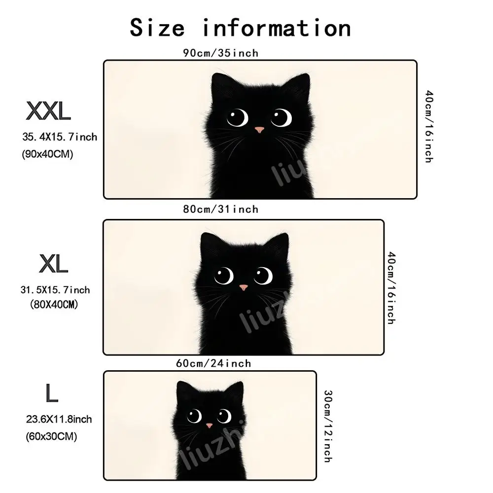 Kawaii Cat Theme Mouse Pad Large Computer Office Game Table Mat XXL Rubber Anti-slip Stitched Edges Keyboard Mats Long Desk Pads