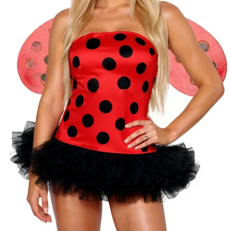 

Women Bee Costumes Striped Off Shoulder Mini Tulle Dress and Wings 2Pcs Set Halloween Bubble Bee Outfit Costume Cosplay