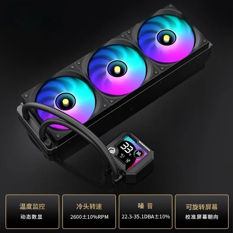 All In One 360 Cpu Water Cooler Copper Core Smart Temperature Display Mirror Pc Heat Sink