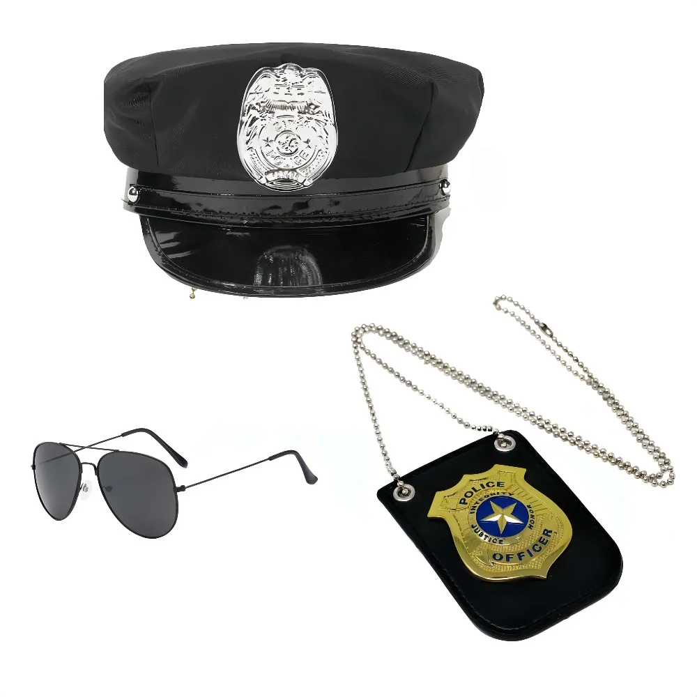 PESENAR   Halloween Military Police Environmental Protection Alloy Gold Police Badge Necklace Without Card Buckle