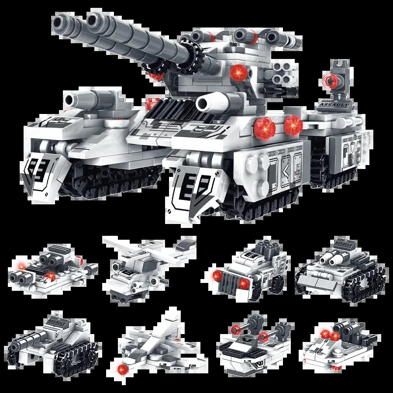 รถถังทหารสงครามโลกครั้งที่ 2 ปี 2026 ชุดตัวต่อ 8in1 แบบจำลองเครื่องบิน รถบรรทุก ของเล่นตัวต่อ DIY สำหรับเด็ก ของขวัญสำหรับเด็กผู้ชายและผู้ใหญ่