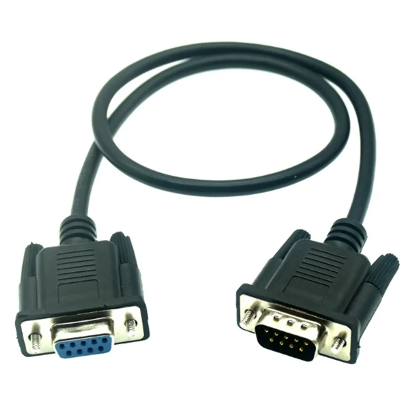 Serial rs232 9 pinos macho e fêmea para fêmea db9 9 pinos pc conversor extensão transferência estendendo fio para computador 50cm-5m cabo