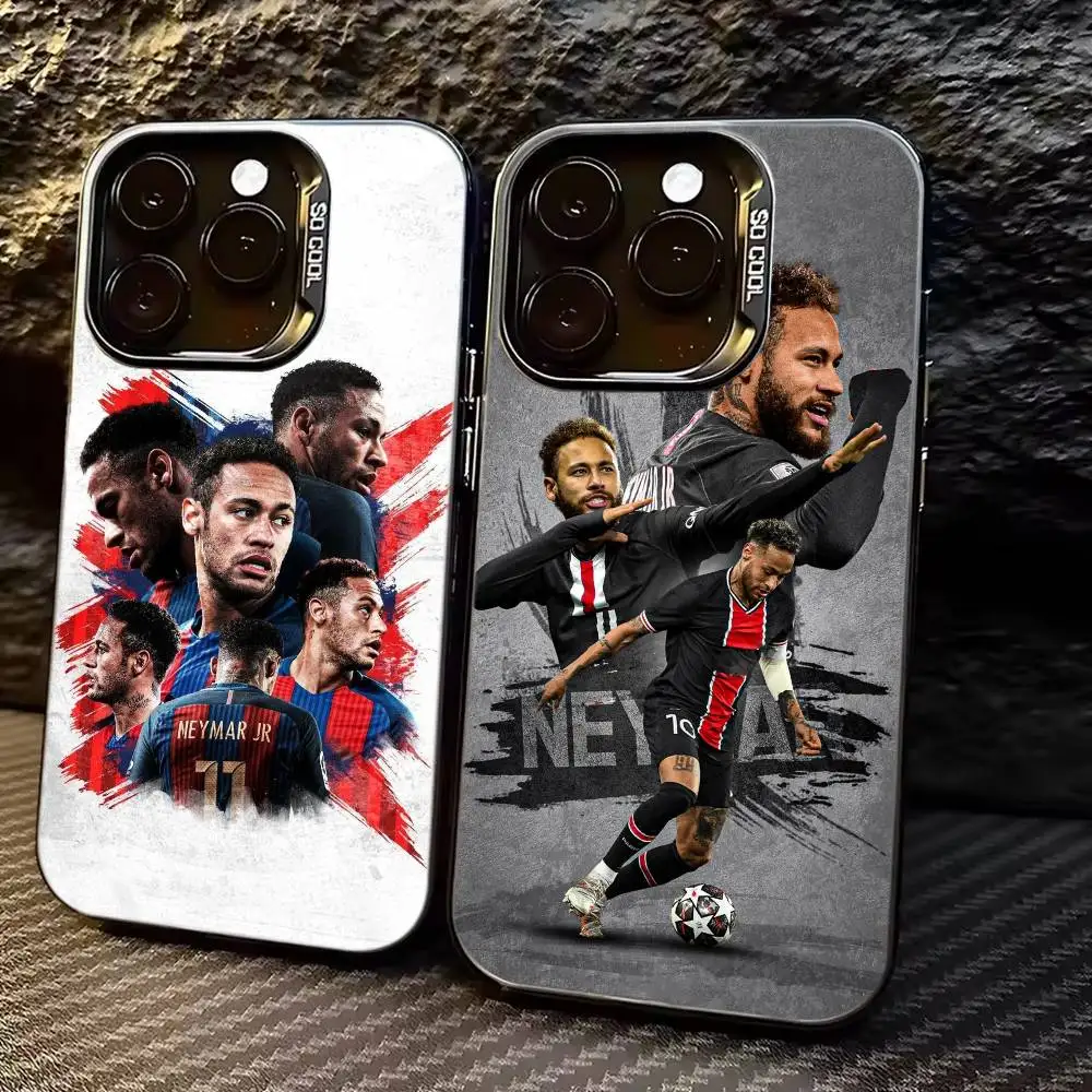 N-Neymar Jr Football C-Cheer Phone Case For iPhone 17,16,15,14,13,12,11 Plus,Pro Max,XS,Colorful Silver Black Cover
