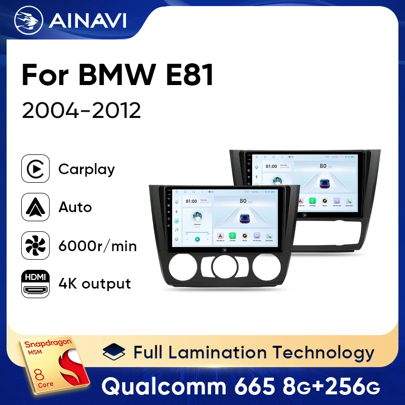 

Ainavi Car Radio For BMW 1 Series E81 E82 E87 E88 2004 - 2012 Wireless Carplay Android Auto Car Multimedia Video Player HDMI out