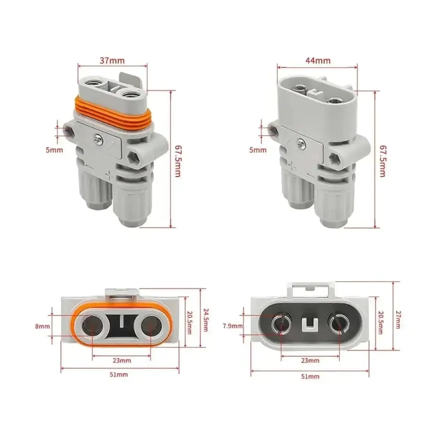 120A 1200V Waterproof Male Female Connector 10mm2 Big Current Parking Air Conditioner Plug Electric Forklift Generator Connector