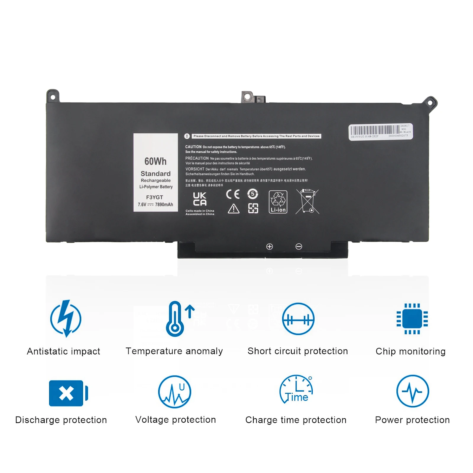 Oyomba F3YGT Laptop-Akku für Dell Latitude E7280 E7480 E7290 E7390 E7490 Latitude 12 7000 7280 7290 DM6WC 2X39G KG7VF V4940 – Detail 2
