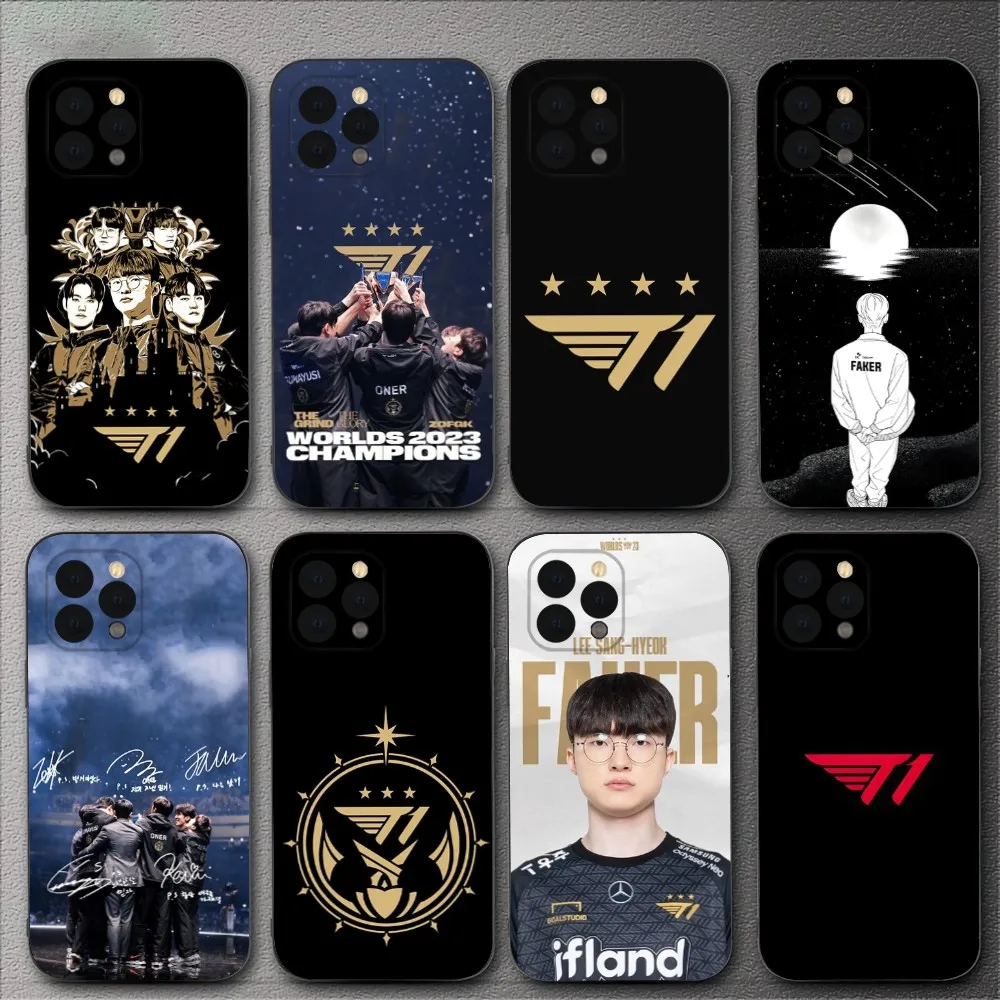 2023 T1 Team L-Lols Lck Faker Phone Case For iPhone 15,14,13,12,11,XS,XR,X,8,7,Pro,Max,Plus,mini Silicone Black Cover