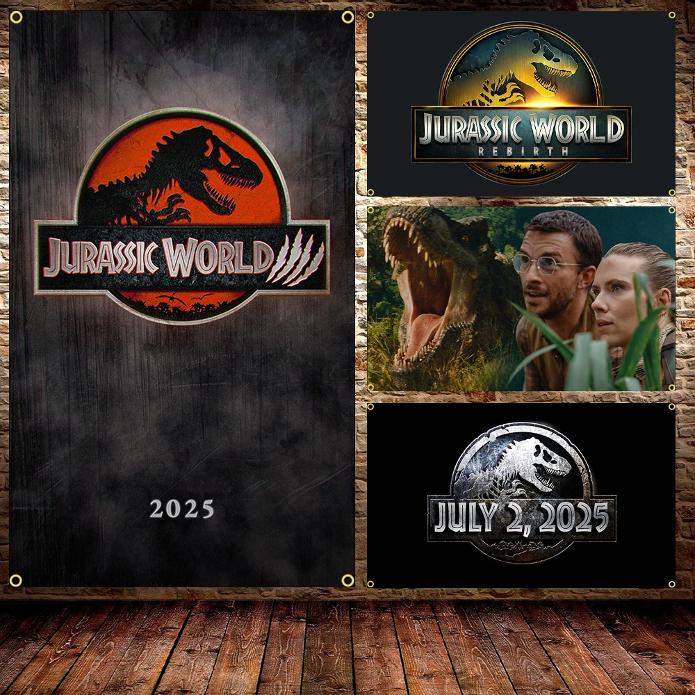 FLAGDOM 60X90CM 90x150CM 2025 Jurassic Park Flag Polyester Printed Jurassic World Poster Banner For Decor Courtyard