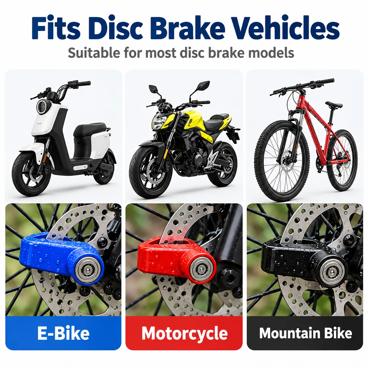 Portable Disc Brake Lock with Reminder Cable Anti Theft Bicycle Motorcycle Scooter Security Lock Bike Safety Accessory